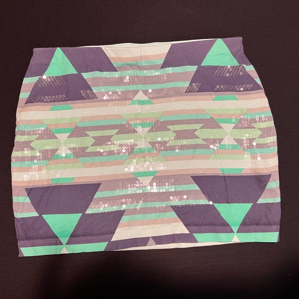 Express Aztec Sequin Mini Skirt